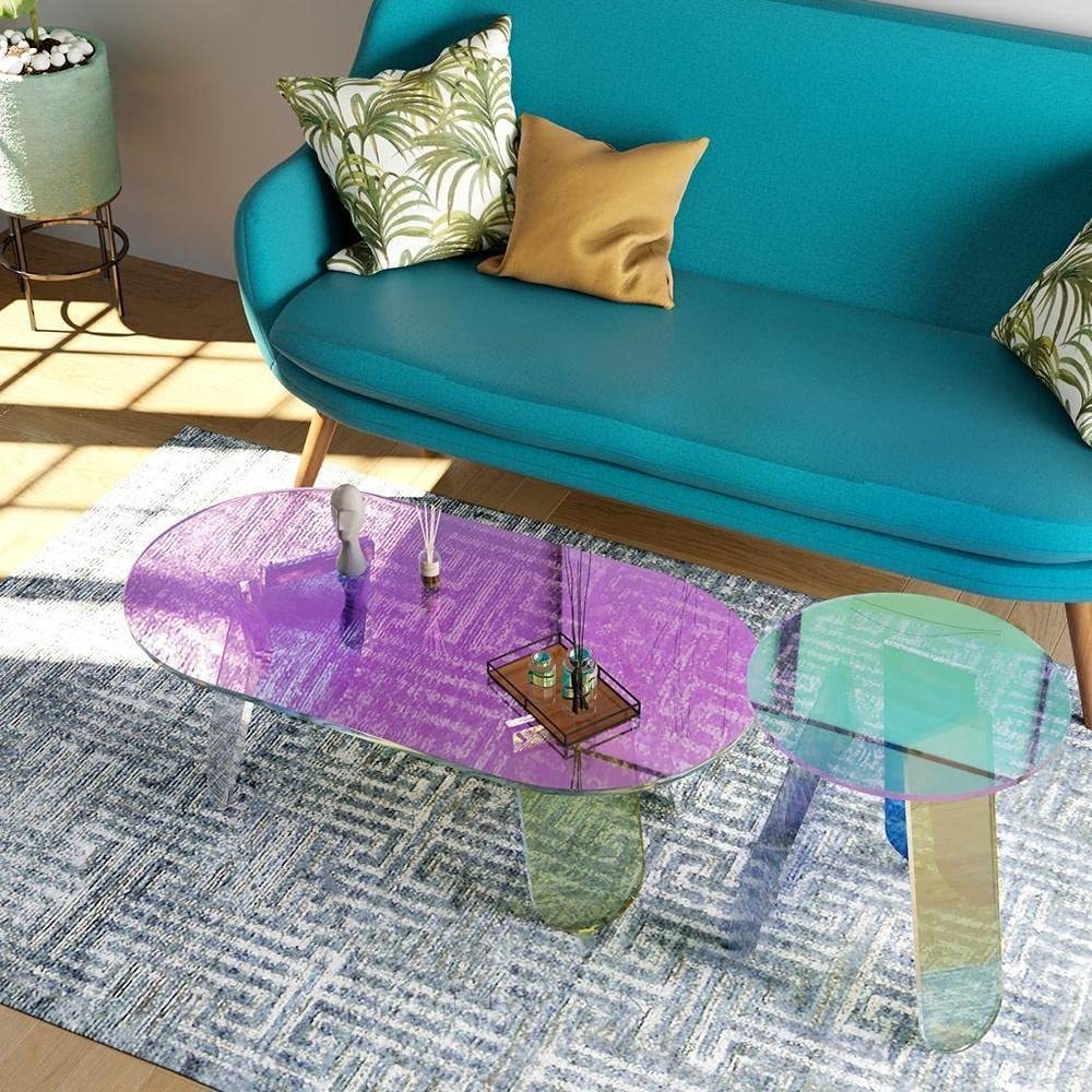 Luxus für Ihr Zuhause: Acryl Regenbogen Kaffee Tisch – Magie und Eleganz für Wohnzimmer & Schlafzimmer - All-In Trend Haven